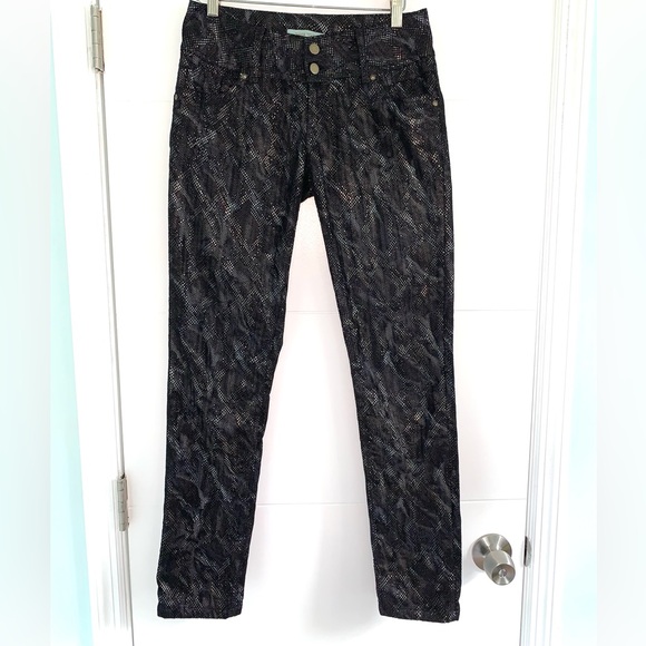 Silvia Tcherassi Metallic Snakeskin Velvet Black Jeans Pants 8 - Picture 1 of 6